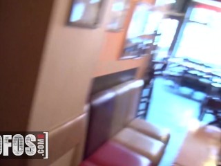 VINTAGE MOFOS – Hot Barmaid Rihanna Samuel Flashes Her Tits To A Customer Before She Sucks His Cock